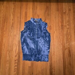Blue Sleeveless Blouse